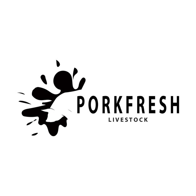 Pig logo grilled pork pig simple rustic stamp vector emblem livestock barbecue BBQ vintage design