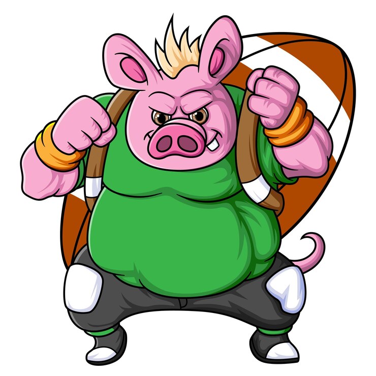 Vector the pig mascot of american football complete with player clothe