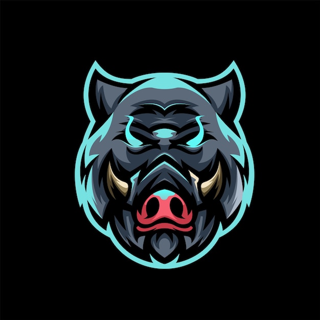 Pig mascot esport design illustration