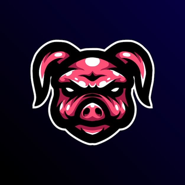 Mascotte di maiale logo esport gioco.