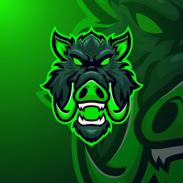 Pig masscot logo esport premium vector