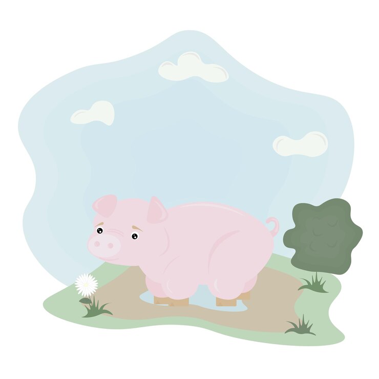 Vector pig on the meadowx9