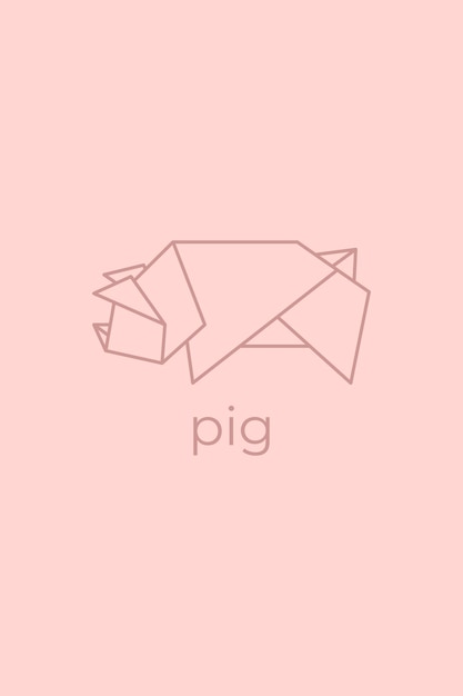 豚の折り紙 抽象的な線画 豚のロゴデザイン 動物の折り紙 動物の線画 ペットショップの概要図 ベクターイラスト
