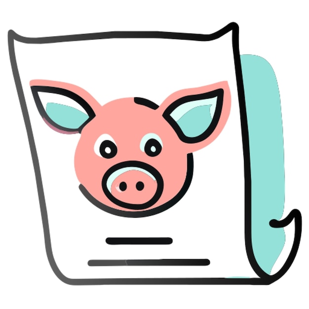 Pig paper 3d landscape icon doodle offset fill