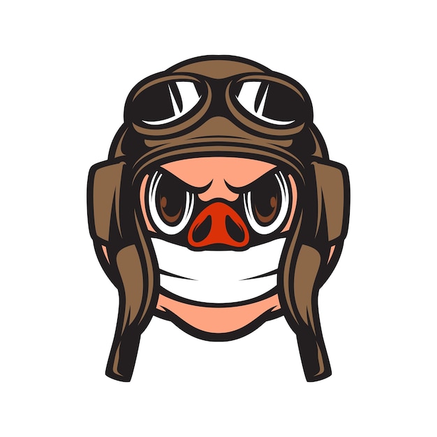 Pig Pilot Mascot Logo Design