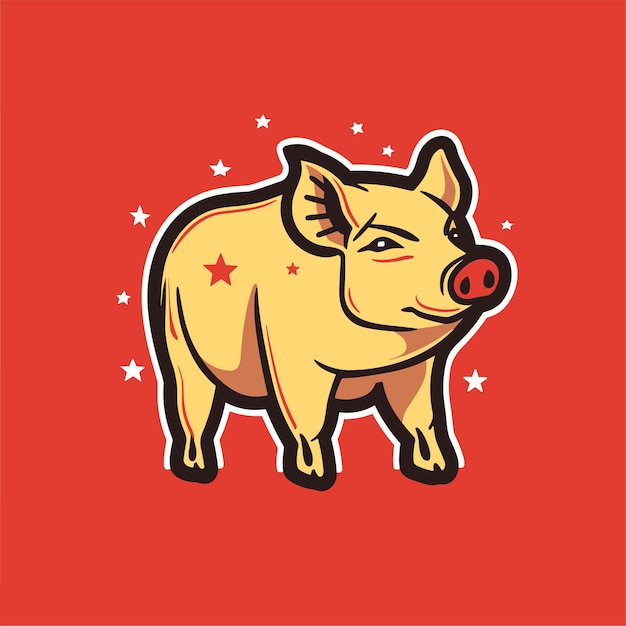 豚肉 ヴィンテージのロゴテンプレート レトロポスター 肉屋の肉ビジネスのためのベクトルイラスト