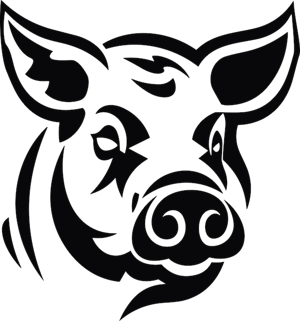 Pig pork Vintage logo template retro poster for Butchery farm meat business Vector Illustration