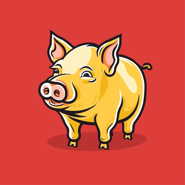 Pig pork Vintage logo template retro poster for Butchery farm meat business Vector Illustration