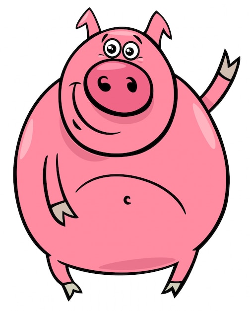 pig or porker character cartoon illustration