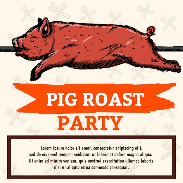 Vector pig roast party invitation