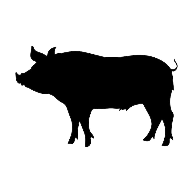 Vector pig silhouette clipart on a white background