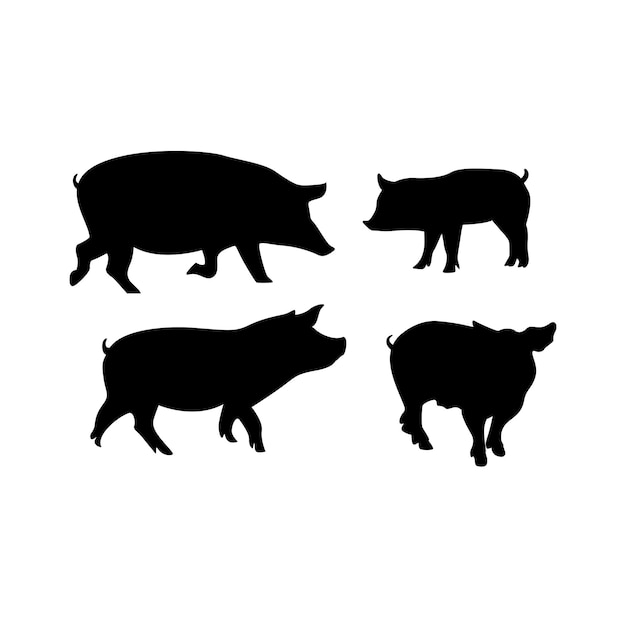 Vector pig silhouette on premium vector