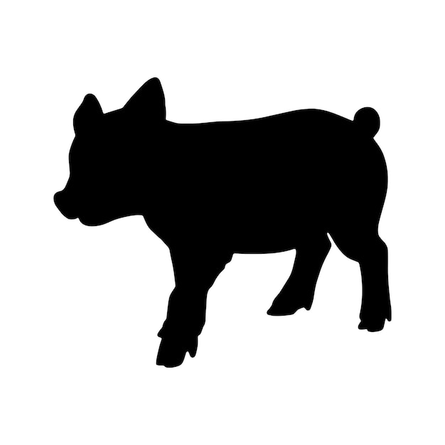 Vector pig silhouette set collection isolated black on white background vector illustration