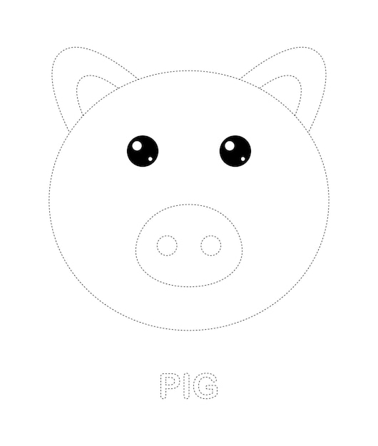 Pig tracing worksheet for kids