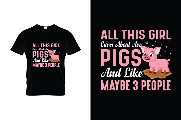 Pig Tshirt Design or Pig poster Design or Pig illustration