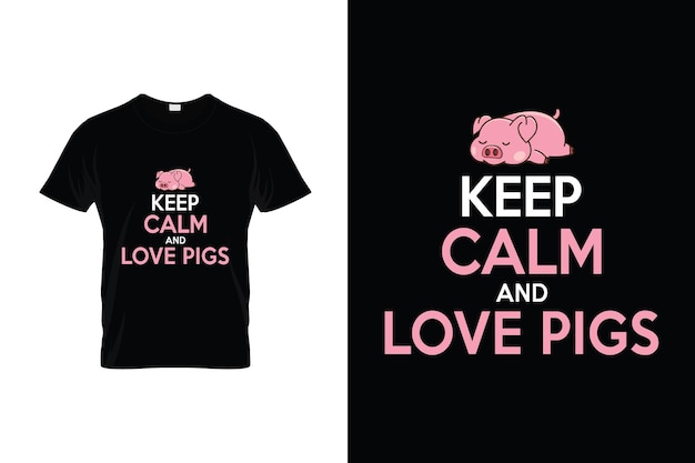 Pig tshirt design or pig poster design or pig illustration