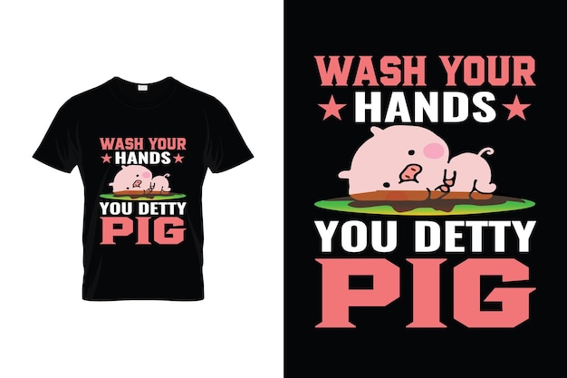 Pig tshirt design o poster di maiale design o illustrazione di maiale