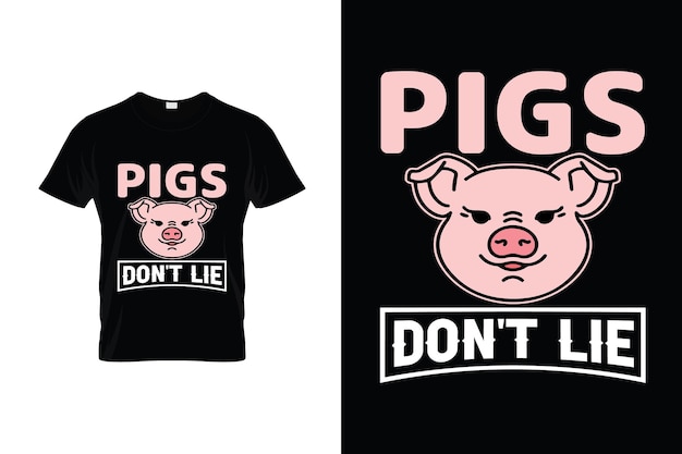 豚のTシャツのデザインまたは豚のポスターのデザインまたは豚のイラスト