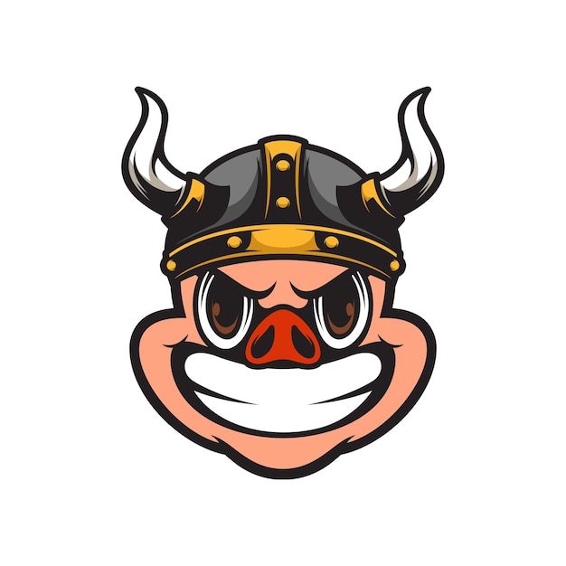 Pig Viking Mascot Design Vector