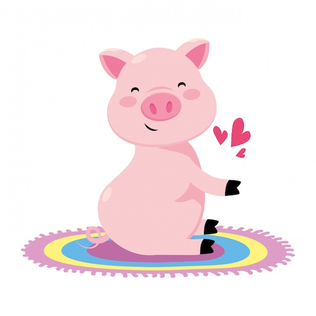 Vector pig with colorful carpet