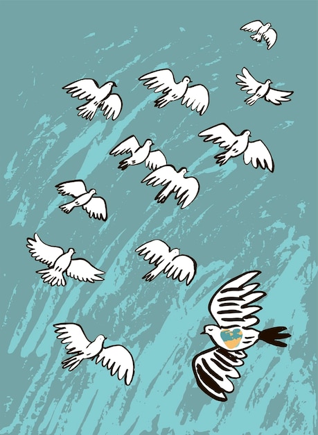 Pigeon fly vector illustration print