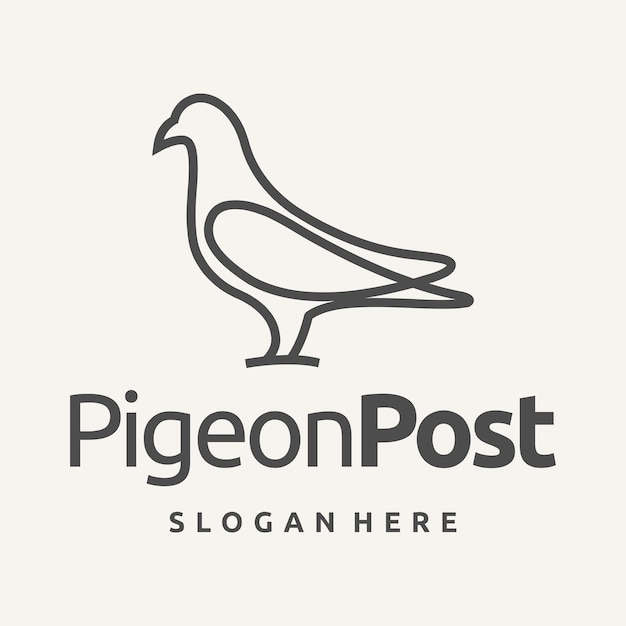 pigeon line art logo design template vector