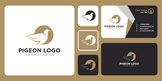 Vector pigeon logo design and business card