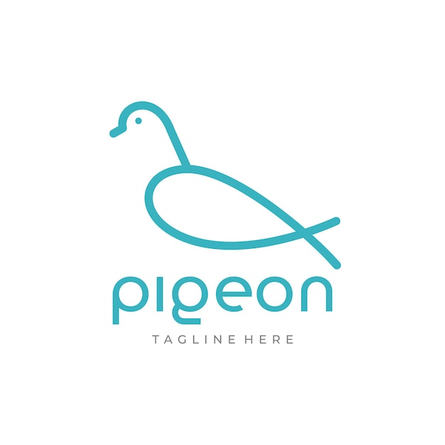 Pigeon logo design with simple minimalist line art monoline style