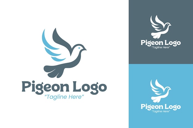 麗でモダンなブランディングのための天青と白のPigeonロゴデザイン