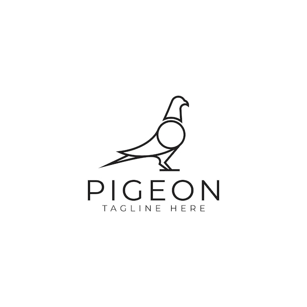 Vettore illustrazione vettoriale della linea del logo del piccione template di progettazione creativa del logo della colomba