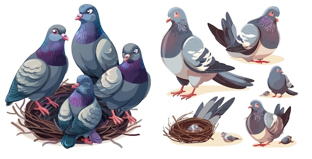 Vector pigeon personages