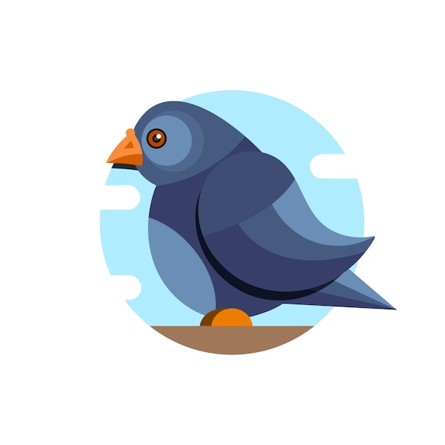 Immagine del piccione dell'illustrazione piana di colore del carattere di vettore del piccione