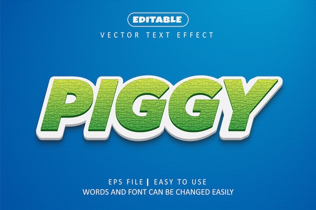 Piggy 3d bewerkbare tekststijl