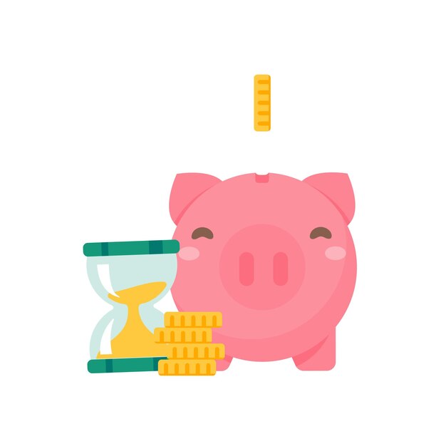 미래를 위한 저축을 위한 돼지 저금통 및 달러 동전 아이디어