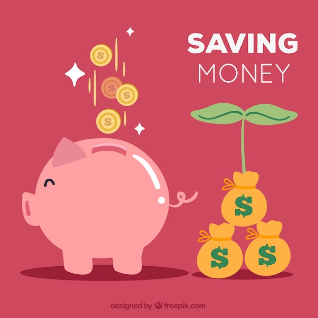 Piggy bank background and growing savings