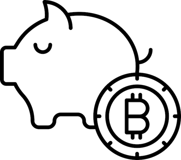 Piggy bank bitcoin Outline vector illustratie icoon