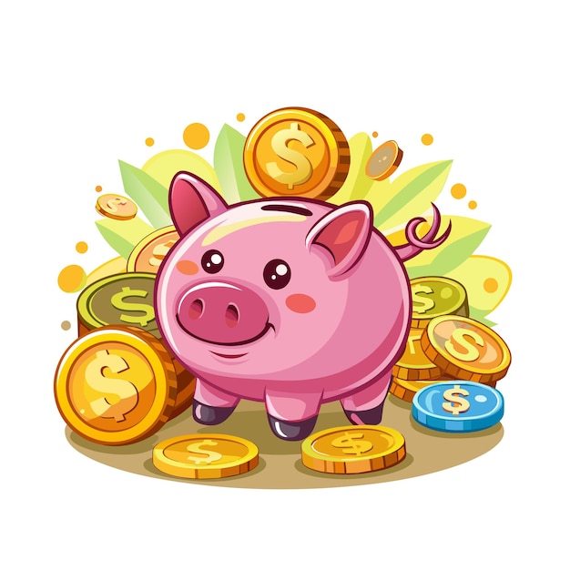 Piggy Bank cartoon stijl op witte achtergrond