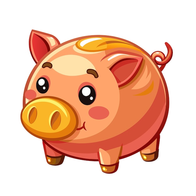 Piggy Bank cartoon style on white background