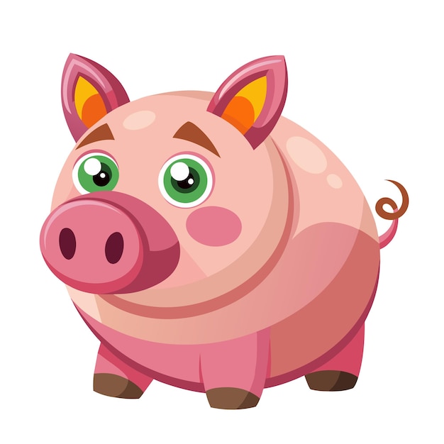 Piggy Bank cartoon style on white background