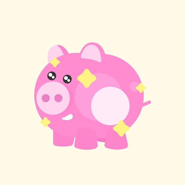 piggy bank coin cute star vector