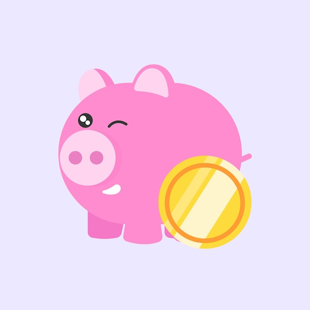 Piggy bank coin cute vector