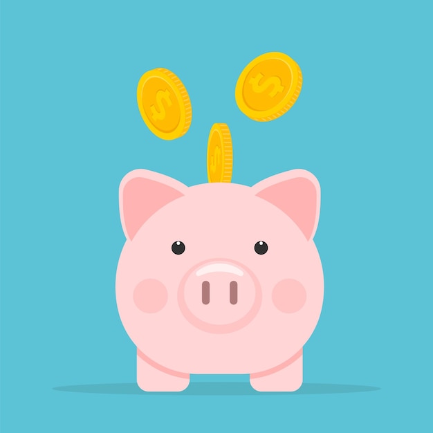 Piggy bank and coins icon Save money concept Vector illustration