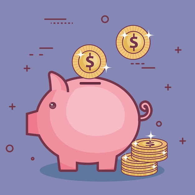piggy bank and coins 