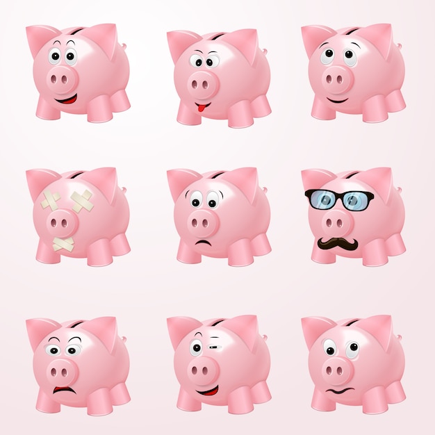Piggy bank emoties