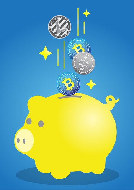 Piggy bank en bitcoin