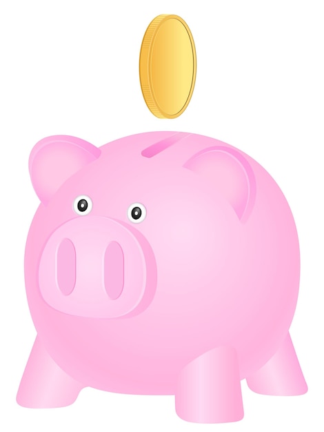 Piggy bank and gold coin