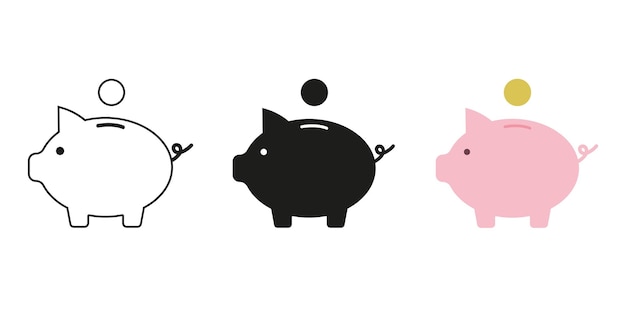 Piggy bank icon vector. Baby pig piggy bank.  Vector illustration. EPS 10