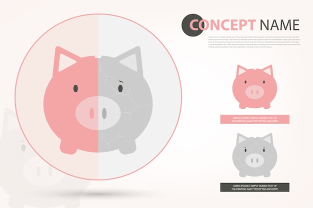 Vector piggy bank in vector-stijl (