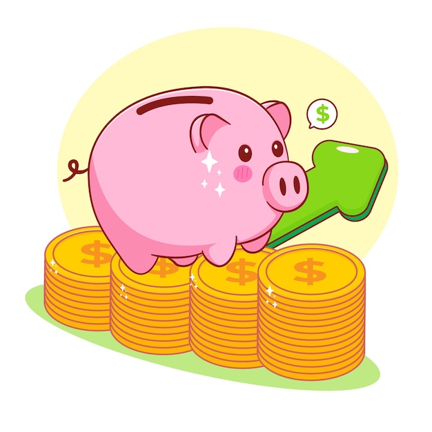 Piggy bank income increase money savings concept