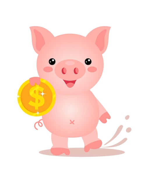 Piggy bank met gouden dollar munt in de hand, hartje met geld. financiën en bedrijfsconcept.